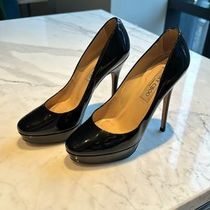 Jimmy Choo Cosmic Patent Platform Heels - 36.5